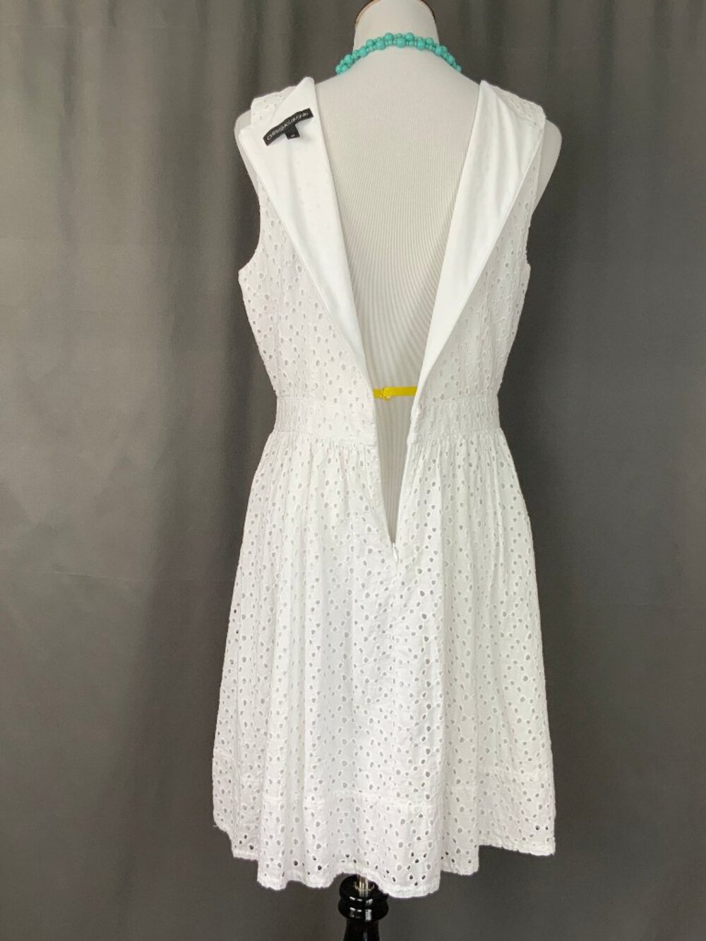 Chris McLaughlin White Eyelet & Lace Cotton Dress Cottagecore Artsy Sz 12 - Picture 8 of 16